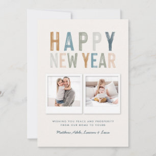 Classy colourful multi photo new years card