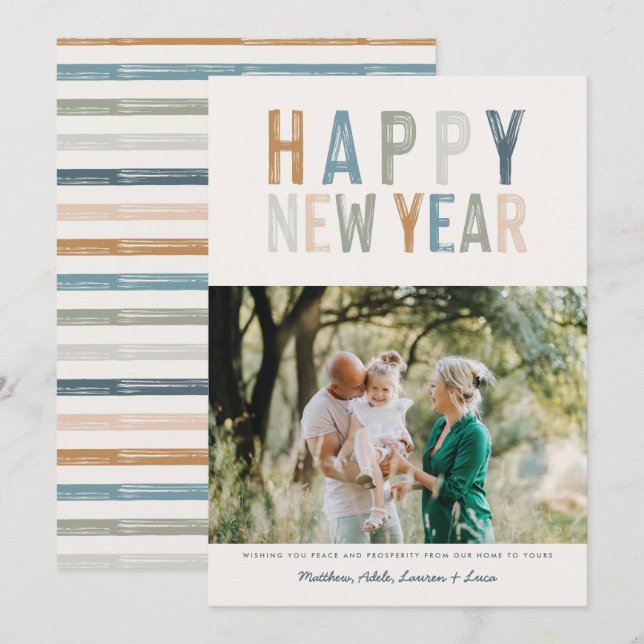 Classy colourful photo new years card (Front/Back)