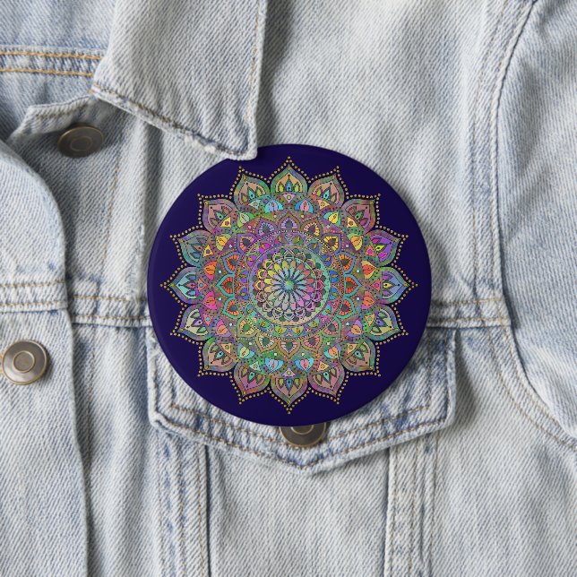 Classy Colourfully Mandala India Style 1 10 Cm Round Badge (In Situ)