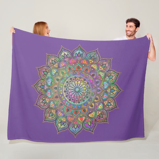 Classy Colourfully Mandala India Style 1 Fleece Blanket (In Situ)