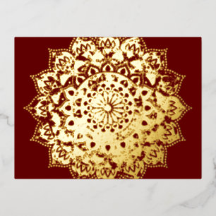 Classy Colourfully Mandala India Style 1 Foil Holiday Postcard