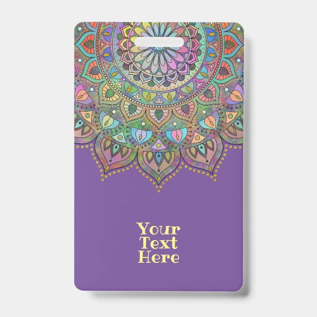 Classy Colourfully Mandala India Style 1 ID Badge (Front)