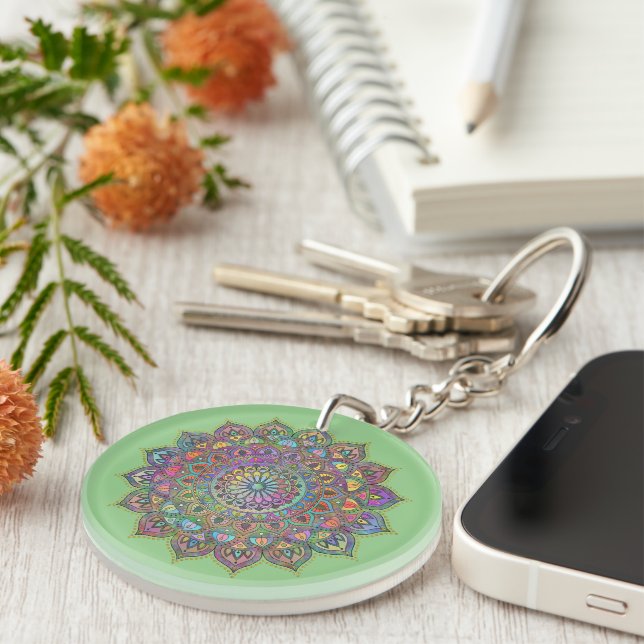 Classy Colourfully Mandala India Style 1 Key Ring (Front Right)