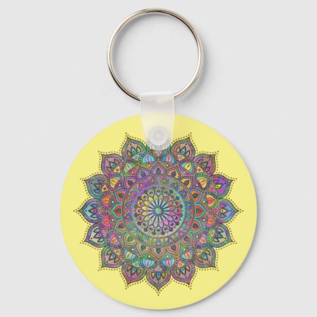 Classy Colourfully Mandala India Style 1 Key Ring (Front)