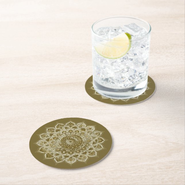 Classy Colourfully Mandala India Style 4 Round Paper Coaster (Insitu)