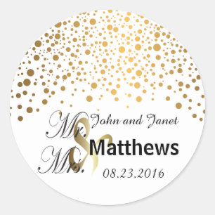Classy Confetti Gold Dots Classic Round Sticker
