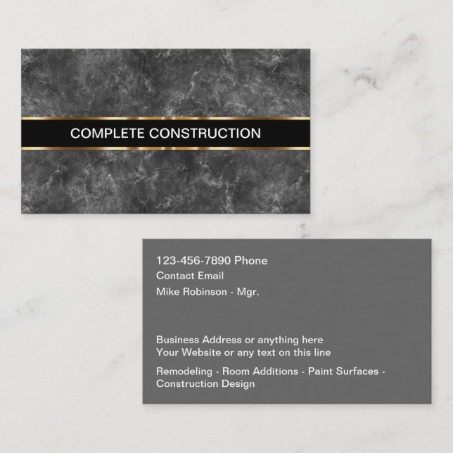 Classy Construction Remodeling Business Cards (Front/Back)