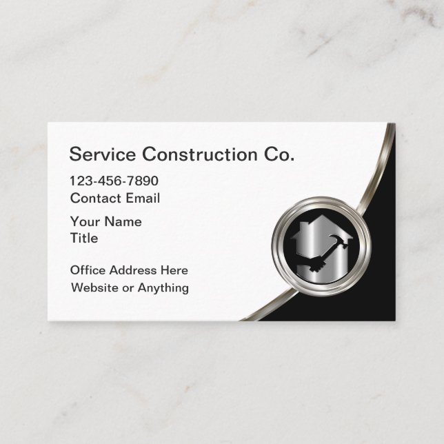 Classy Construction Services Business Cards (Front)