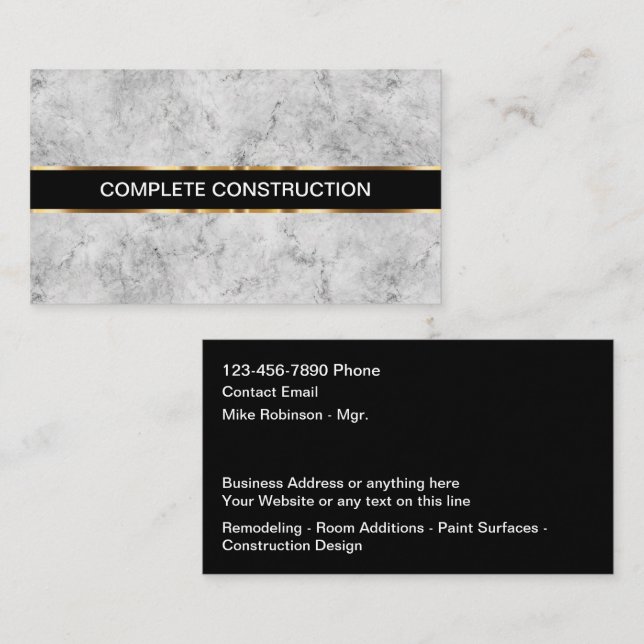 Classy Construction Theme Business Cards (Front/Back)
