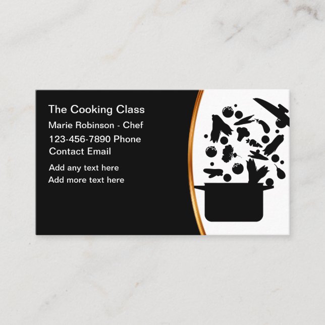 Classy Cooking Class Chef Business Cards.  Card (Front)