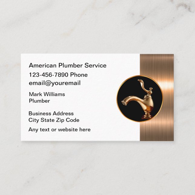 Classy Cool Plumbing Service Business Cards (Front)