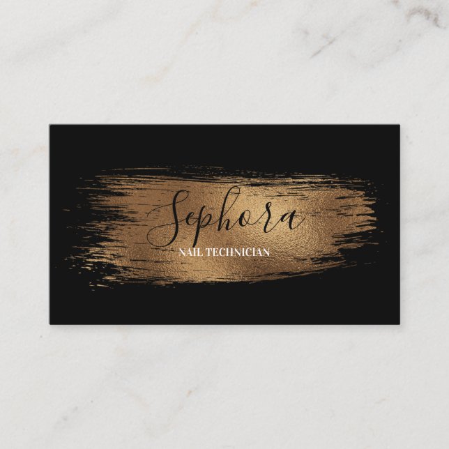 Classy Copper Metallic Foil Paint Stroke Business Card (Front)