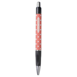 Classy Coral  Polka Dot Pattern with Name Pen