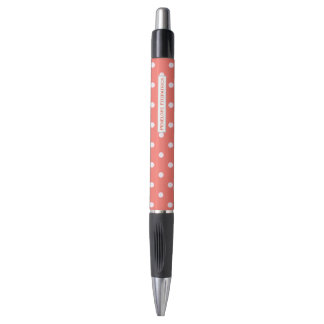 Classy Coral  Polka Dot Pattern with Name Pen