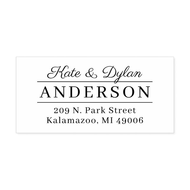 Classy Couple Elegant Monogram Return Address Rubber Stamp (Imprint)