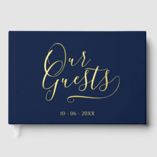 Classy Couple Initials Wedding Date Year Gold Guest Book