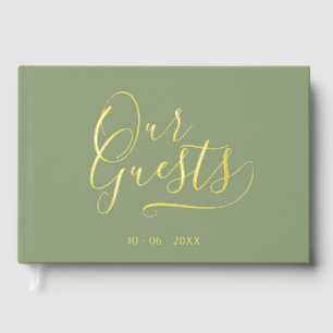 Classy Couple Initials Wedding Date Year Gold Guest Book