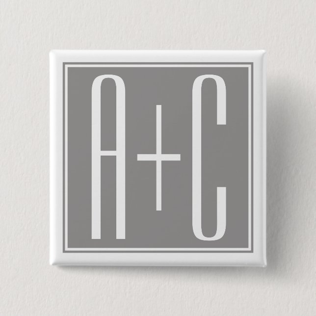 Classy Couples Initails | White & Grey 15 Cm Square Badge (Front)