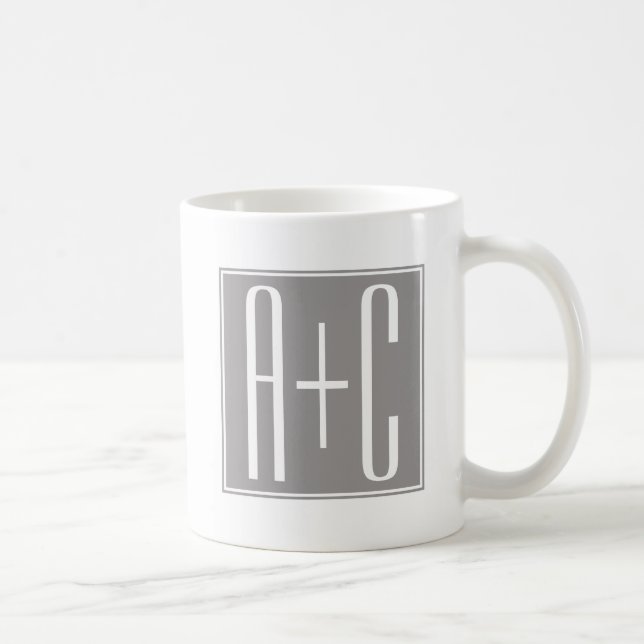 Classy Couples Initails | White & Grey Coffee Mug (Right)