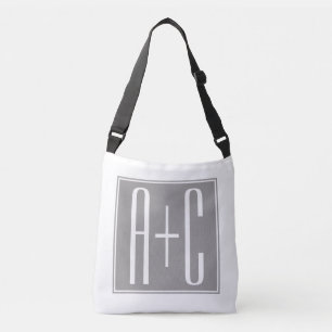 Classy Couples Initails White & Grey Crossbody Bag
