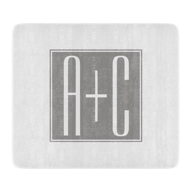Classy Couples Initails | White & Grey Cutting Board (Front)