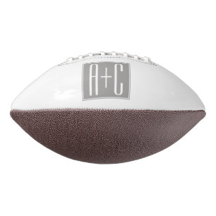 Classy Couples Initails   White & Grey Football