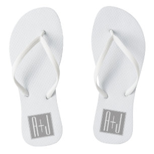 Classy Couples Initails   White & Grey Jandals