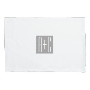 Classy Couples Initails White & Grey Pillowcase