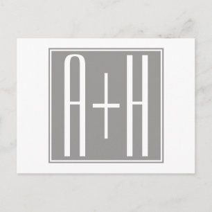 Classy Couples Initails   White & Grey Postcard