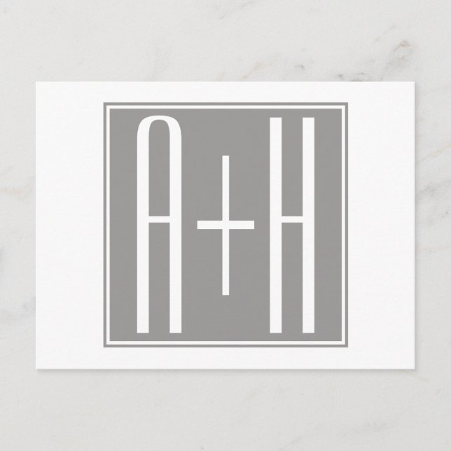 Classy Couples Initails | White & Grey Postcard (Front)