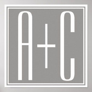 Classy Couples Initails White & Grey Poster