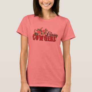 Classy Cowgirl Horseshoes + Roses Design T-Shirt