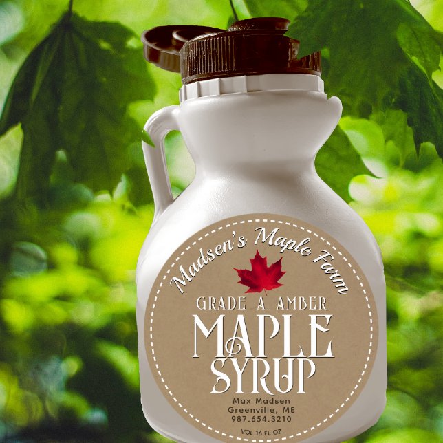 Classy Craft Maple Syrup Label with Red Leaf (Creator Uploaded)