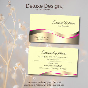Classy Cream Wavy Gold Decor Decent and Luxurious Business Card