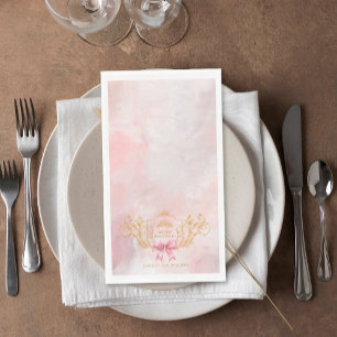 Classy Crown Pink Bow Quinceanera Custom Napkin