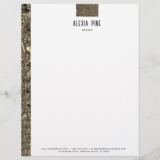 Classy Crushed Gold Foil Professional Business Custom Letterhead (Front)