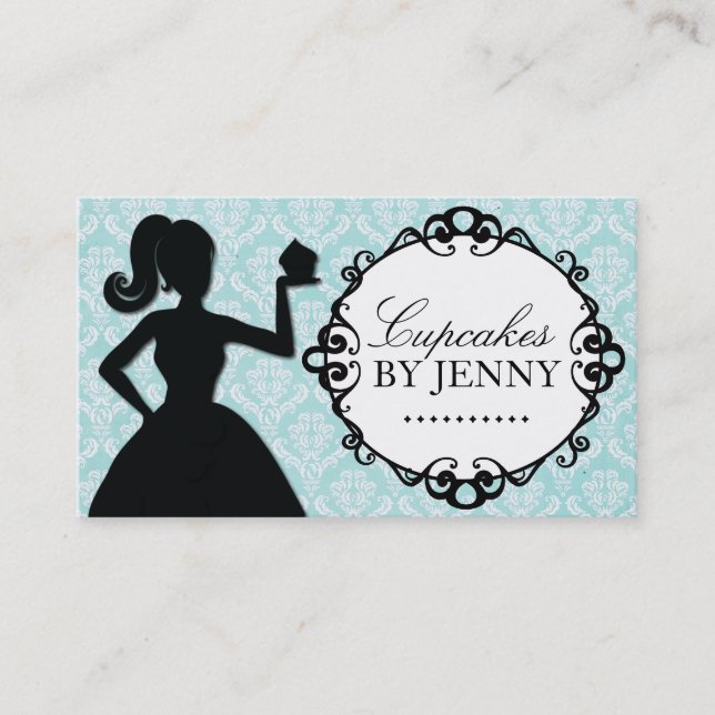 Classy Cupcake Silhouette Business Cards (Front)