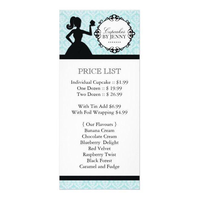 Classy Cupcake Silhouette Rack Card (Front)