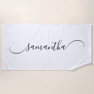Classy Curved Swash Signature Name Beach Towel