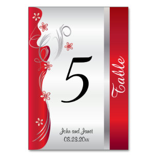 Classy Curvy Design Deep Red - Table Number