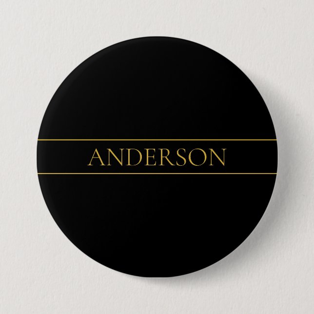 Classy Customisable Gold Text & Lines 7.5 Cm Round Badge (Front)