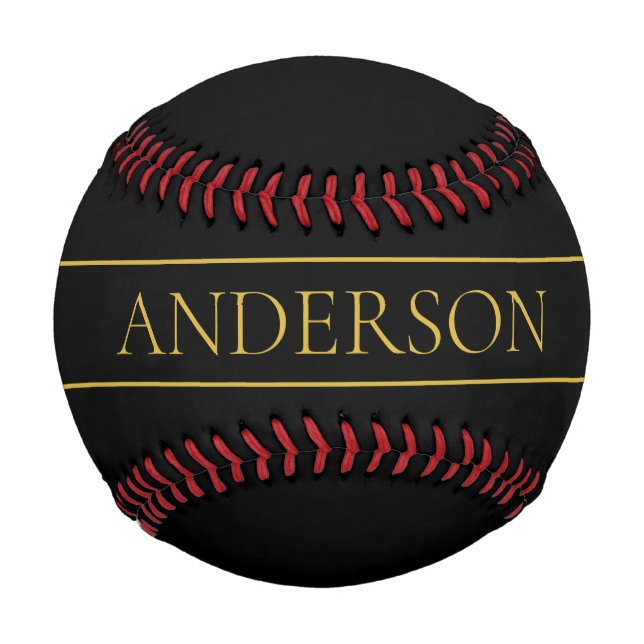 Classy Customisable Gold Text & Lines Baseball (Front)