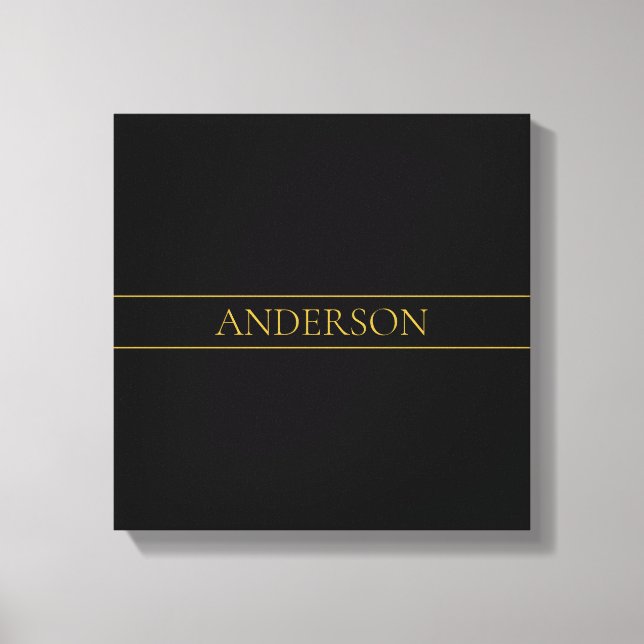 Classy Customisable Gold Text & Lines Canvas Print (Front)