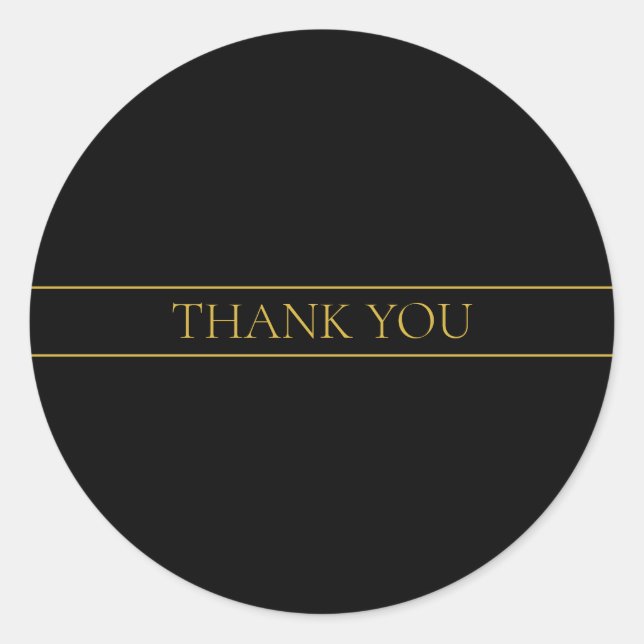 Classy Customisable Gold Text & Lines Classic Round Sticker (Front)