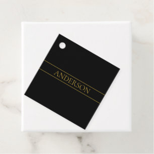 Classy Customisable Gold Text & Lines Favour Tags