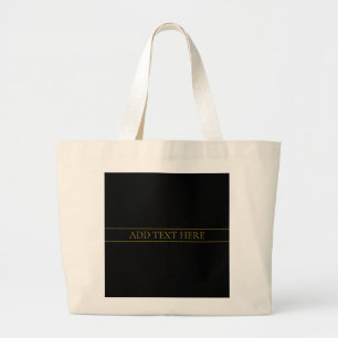 Classy Customisable Gold Text & Lines Large Tote Bag
