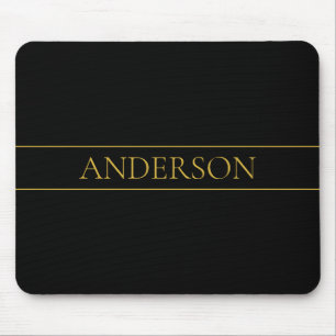 Classy Customisable Gold Text & Lines Mouse Pad
