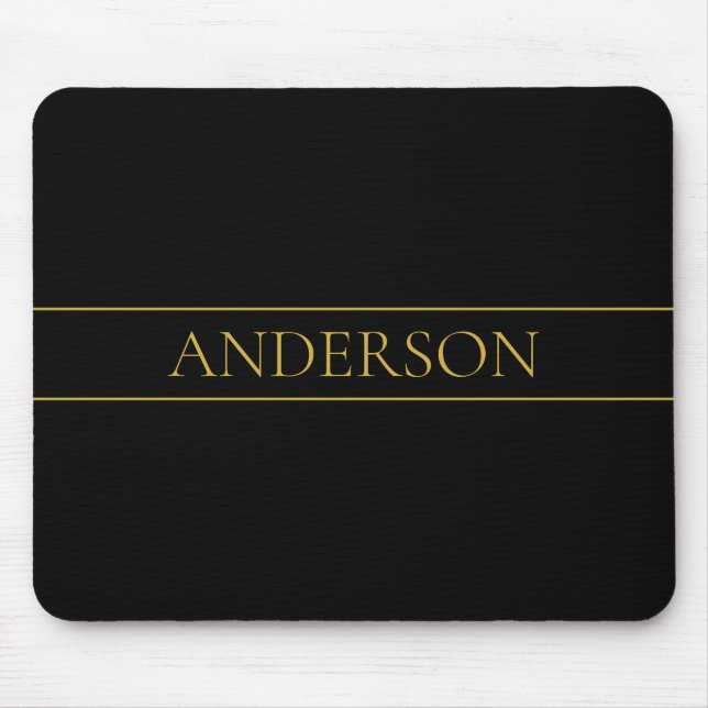 Classy Customisable Gold Text & Lines Mouse Pad (Front)