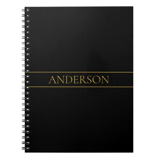 Classy Customisable Gold Text & Lines Notebook (Front)