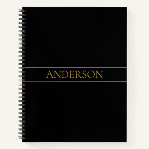 Classy Customisable Gold Text & Lines Notebook